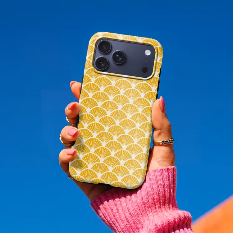 Telefoonhoesje Toughcase - Waaiers - Art Deco - Retro - Okergeel — 2