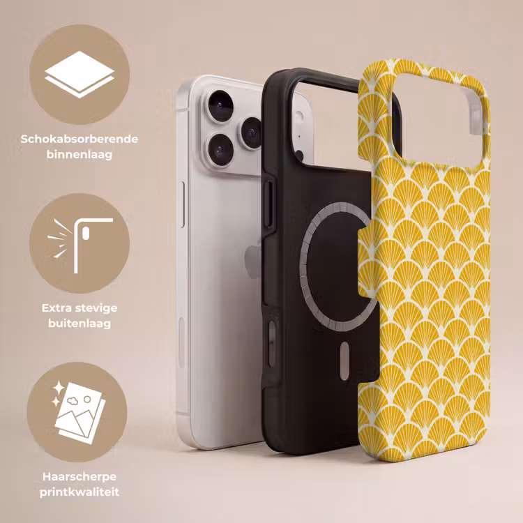 Telefoonhoesje Toughcase - Waaiers - Art Deco - Retro - Okergeel — 3