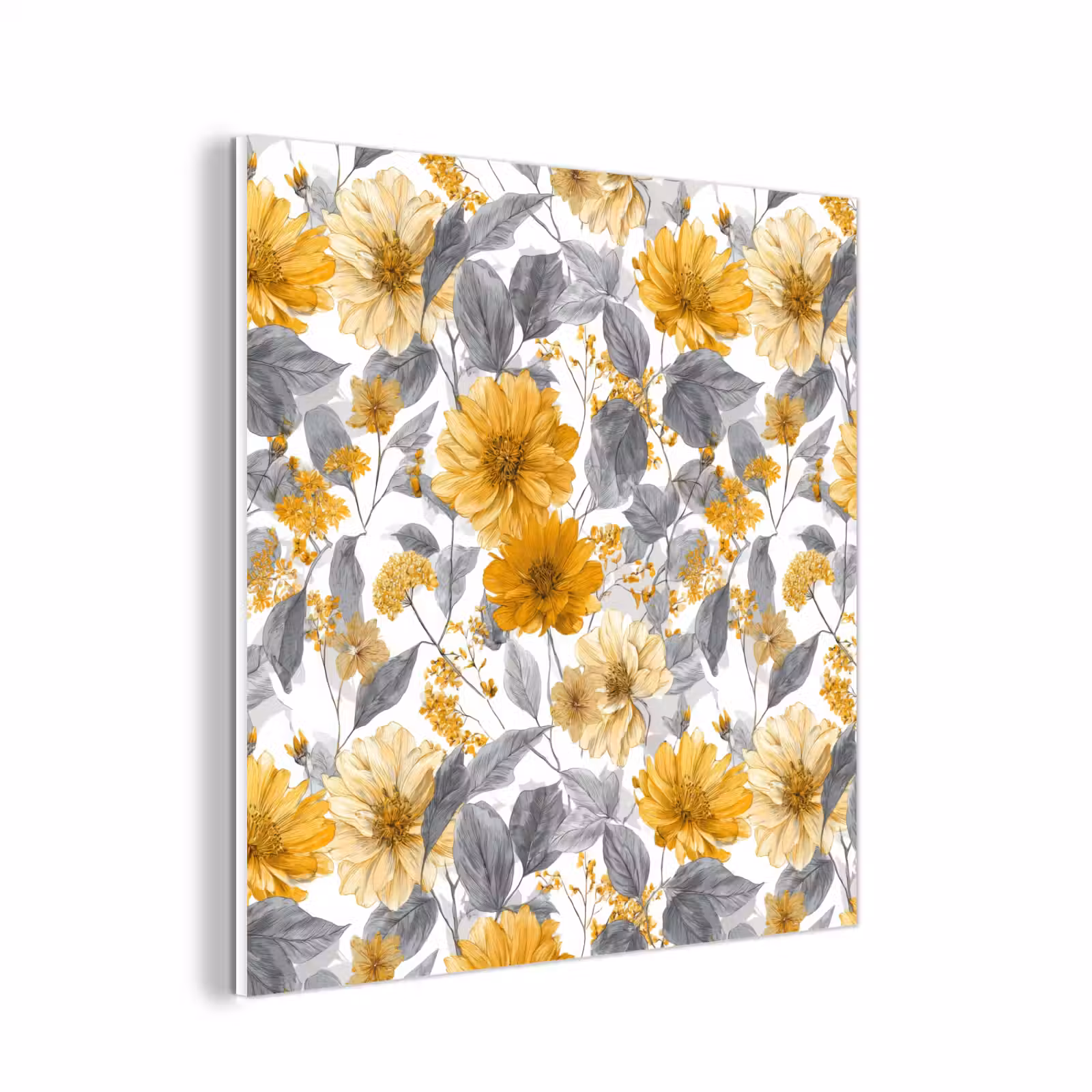 Forex - Bloemen - Botanisch - Elegant - Okergeel - Grijs — 1
