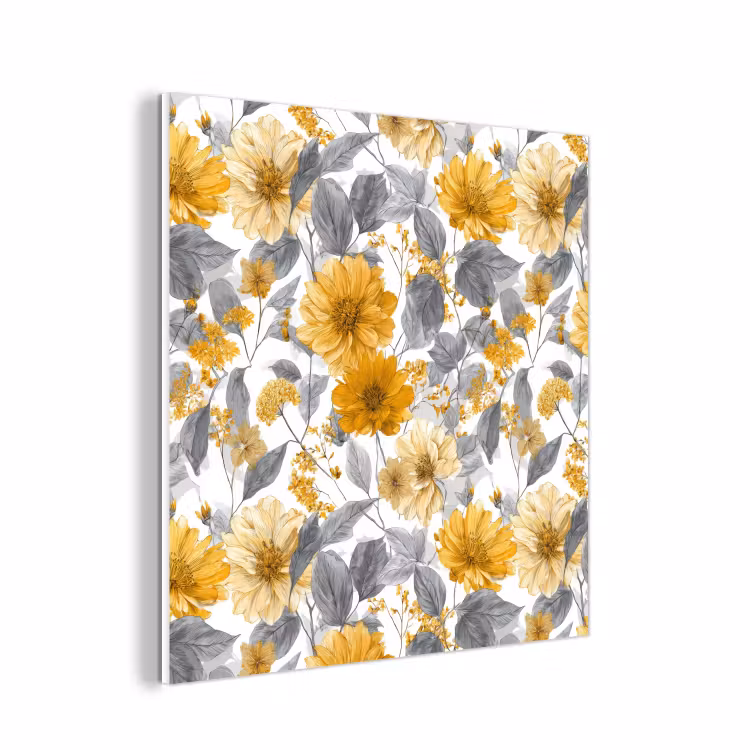 Forex - Bloemen - Botanisch - Elegant - Okergeel - Grijs — 1