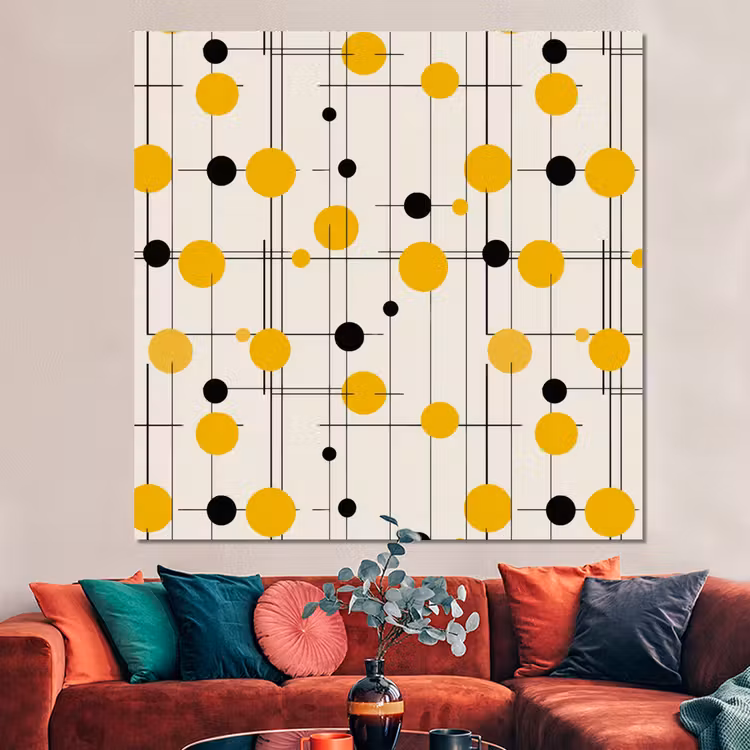 Forex - Geometrisch - Retro - Lijnen - Okergeel - Zwart — 3