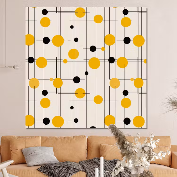 Forex - Geometrisch - Retro - Lijnen - Okergeel - Zwart — 4