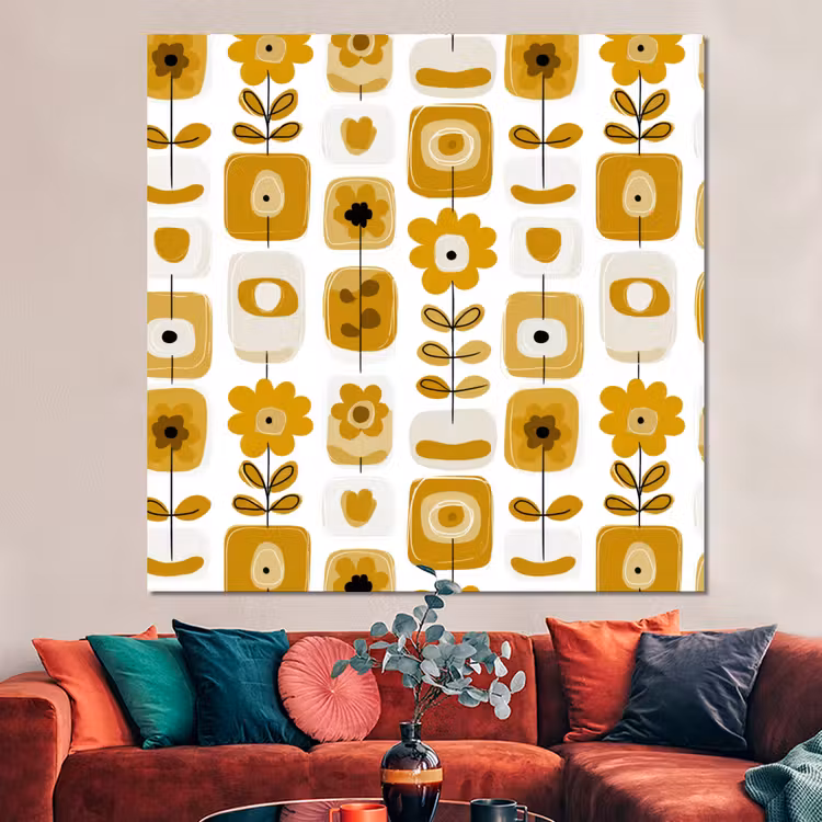 Forex - Retro - Abstract - Bloemen - Okergeel — 3