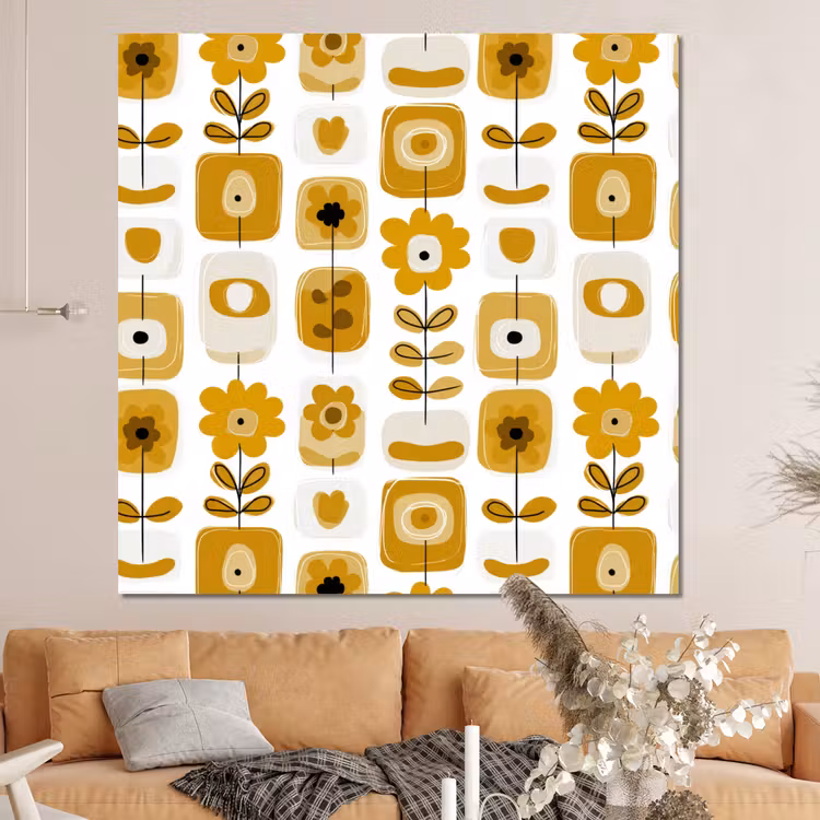Forex - Retro - Abstract - Bloemen - Okergeel — 4