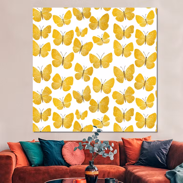 Forex - Vlinders - Botanisch - Illustratie - Geel - Wit — 3