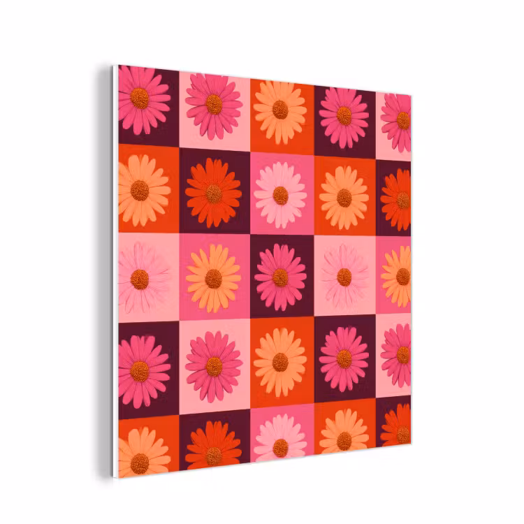 Forex - Madeliefjes - Dambord - Retro - Roze - Oranje — 1
