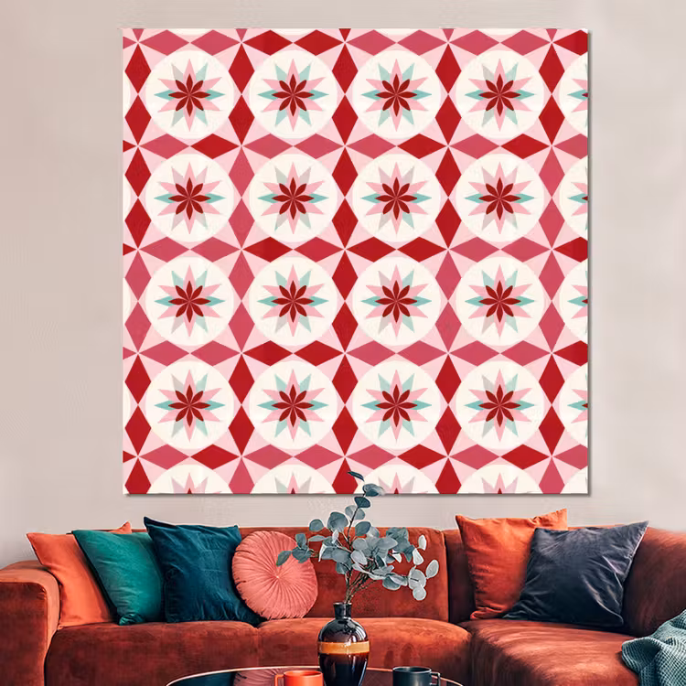 Forex - Tegelpatroon - Sterren - Retro - Roze - Mintgroen — 3