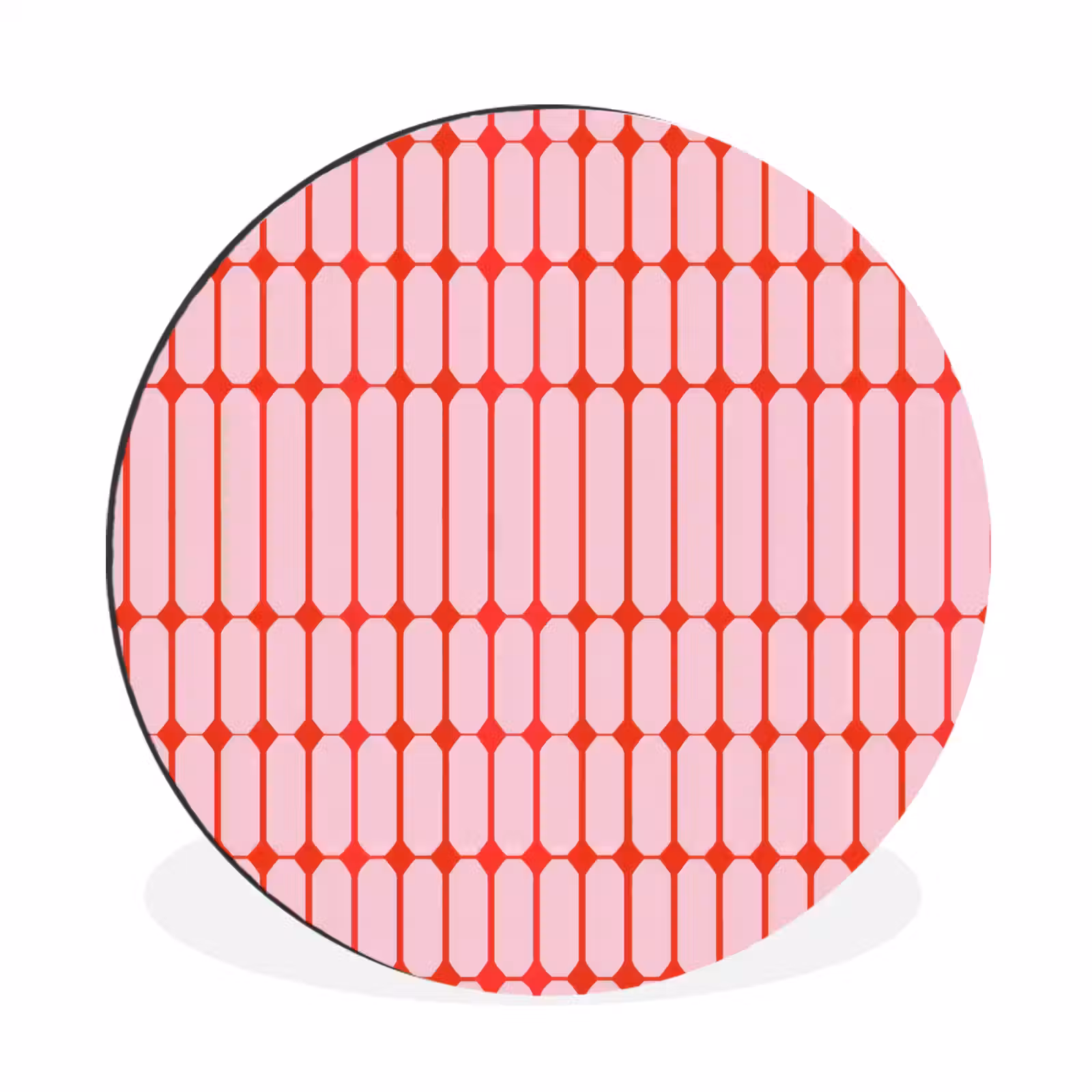 Wandcirkel - Aluminium - Geometrisch - Minimalistisch - Rood - Roze — 1