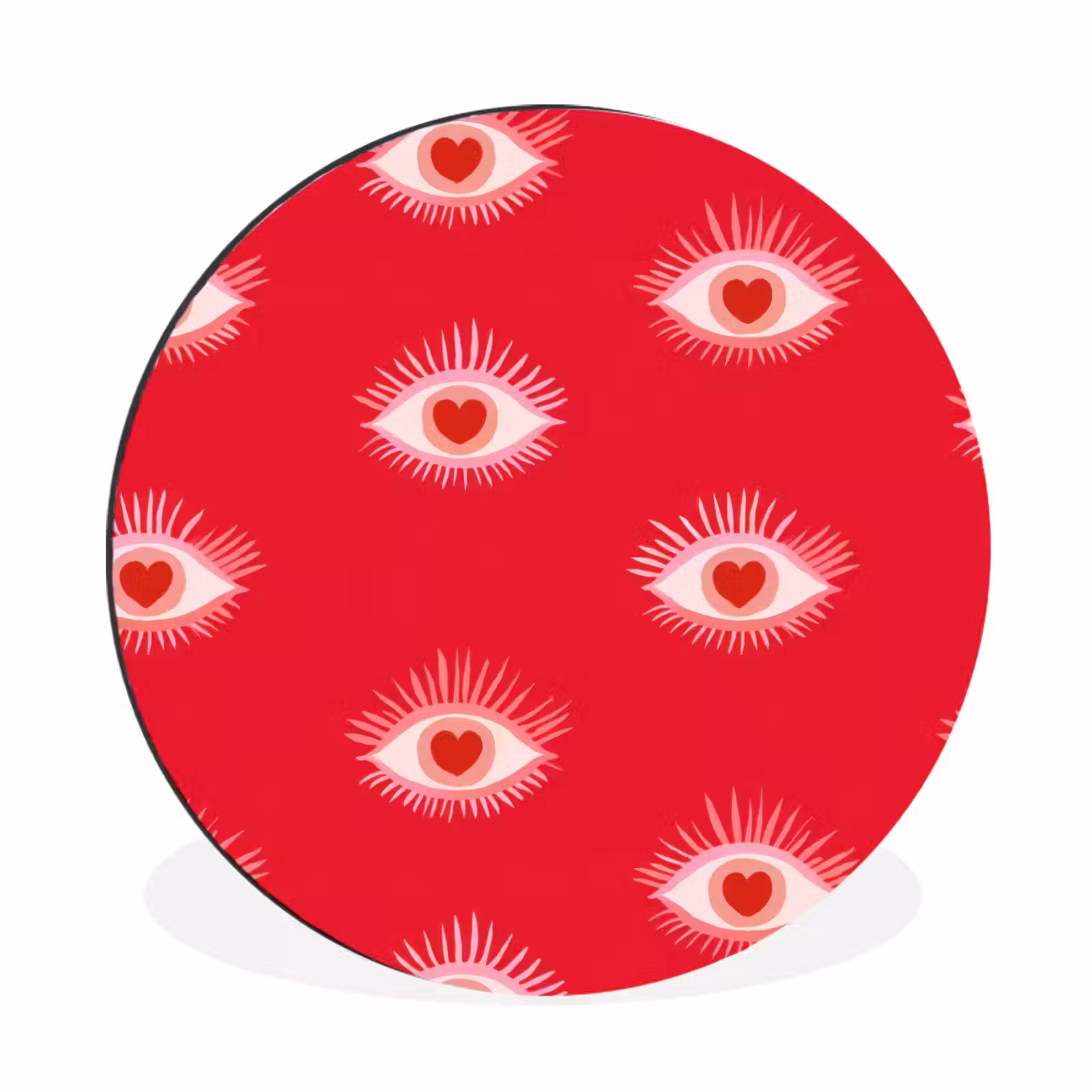 Wandcirkel - Aluminium - Ogen - Hart - Abstract - Rood - Roze — 1