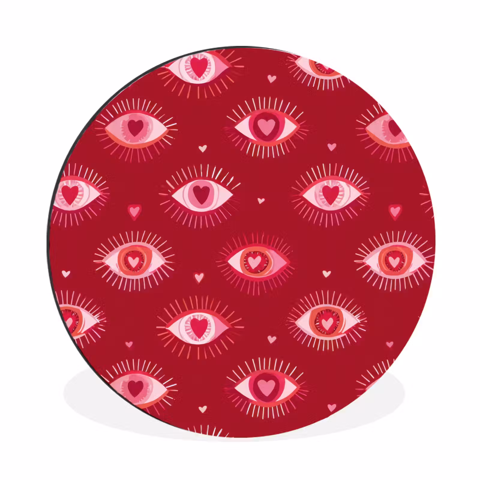 Wandcirkel - Aluminium - Ogen - Patroon - Roze - Donkerrood — 1