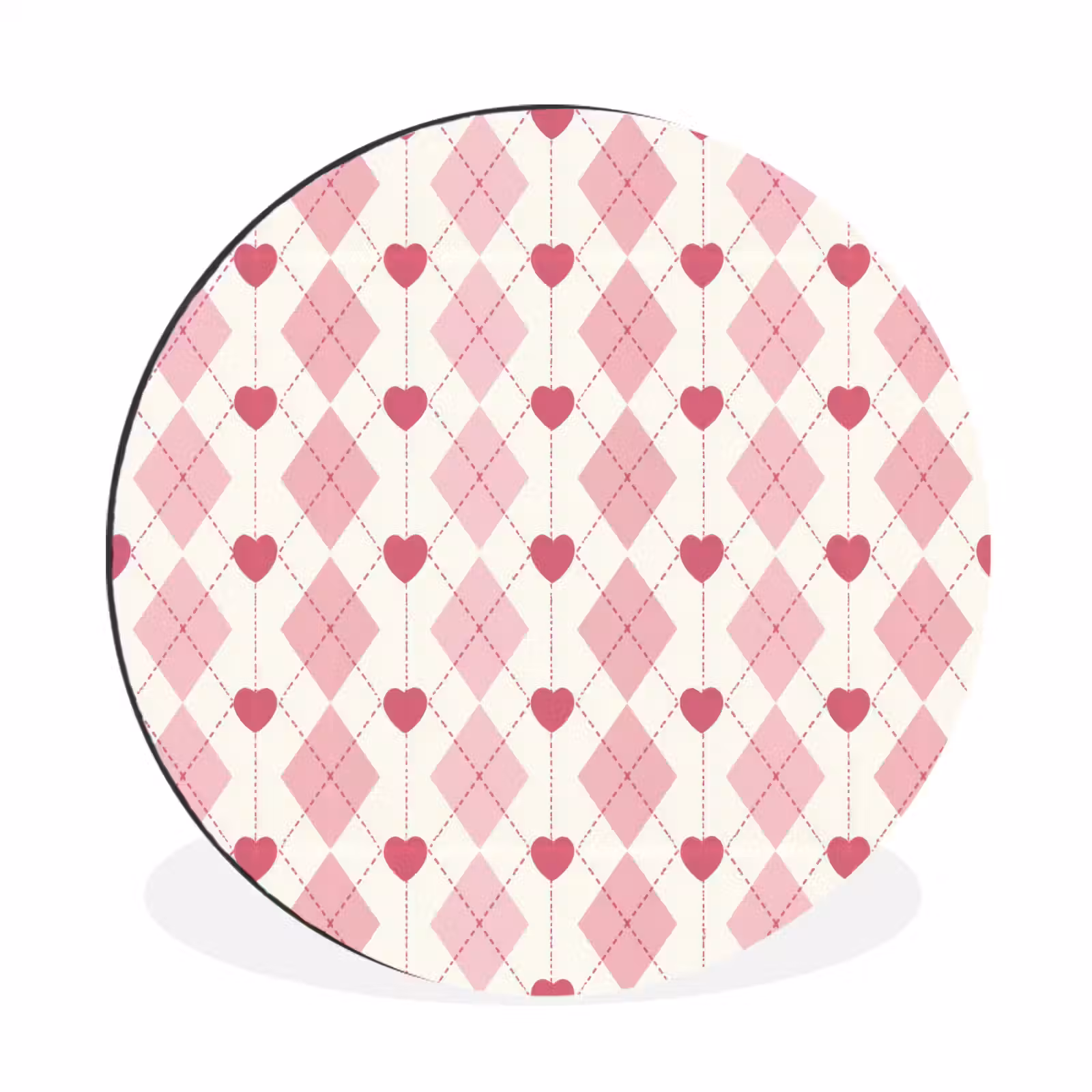 Wandcirkel - Aluminium - Ruiten - Klassiek - Roze - Wit — 1