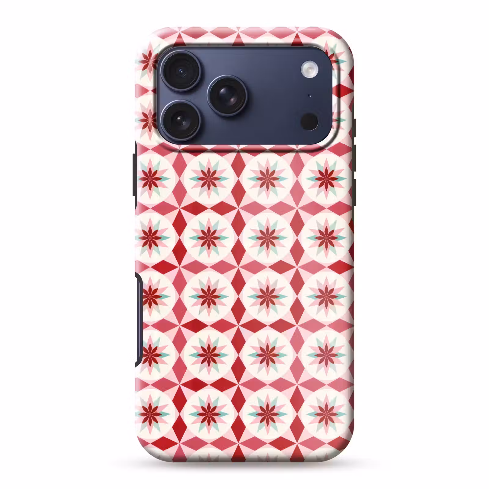 Telefoonhoesje Toughcase - Tegelpatroon - Sterren - Retro - Roze - Mintgroen — 1