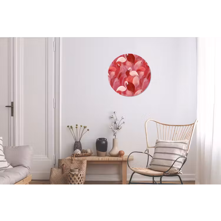 Wandcirkel - Aluminium - Flamingo - Botanisch - Elegant - Roze - Rood — 2