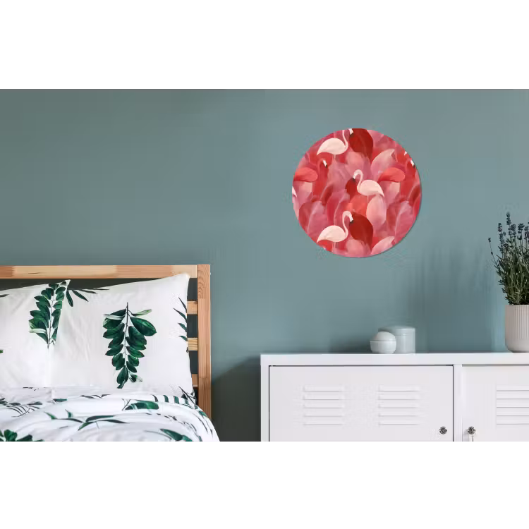 Wandcirkel - Aluminium - Flamingo - Botanisch - Elegant - Roze - Rood — 4