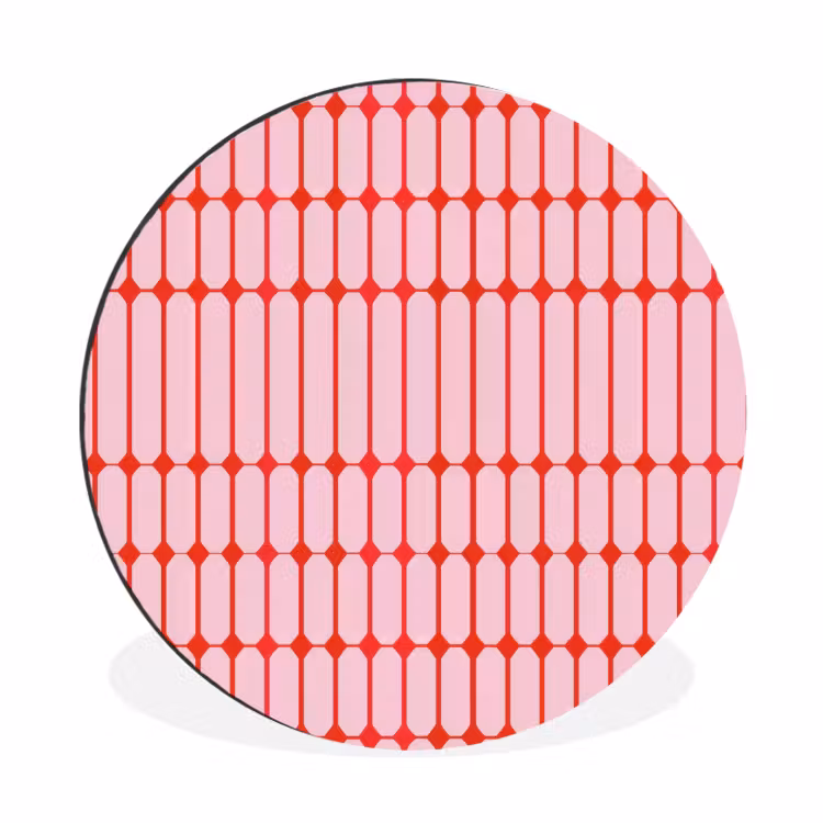 Wandcirkel - Aluminium - Geometrisch - Minimalistisch - Rood - Roze — 1