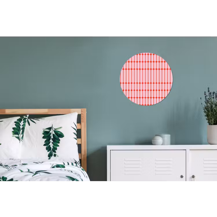 Wandcirkel - Aluminium - Geometrisch - Minimalistisch - Rood - Roze — 4