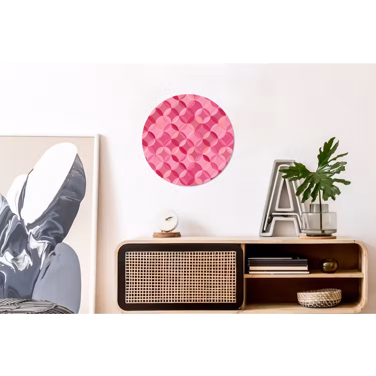 Wandcirkel - Aluminium - Geometrisch - Mozaïek - Modern - Roze — 3