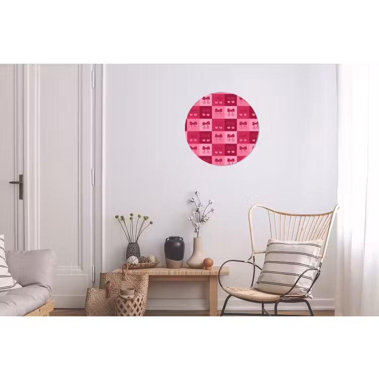 Wandcirkel - Aluminium - Kersen - Strikjes - Speels - Roze - Bordeaux — 2