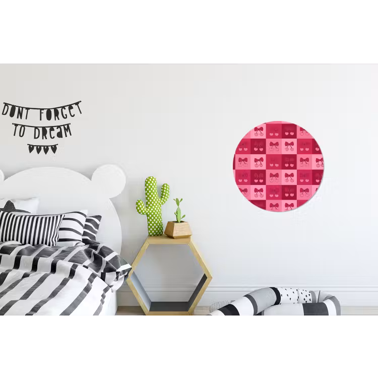 Wandcirkel - Aluminium - Kersen - Strikjes - Speels - Roze - Bordeaux — 5