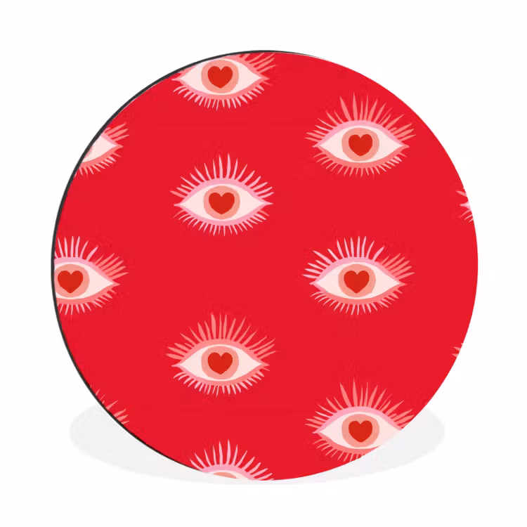Wandcirkel - Aluminium - Ogen - Hart - Abstract - Rood - Roze — 1