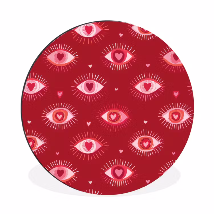 Wandcirkel - Aluminium - Ogen - Patroon - Roze - Donkerrood — 1