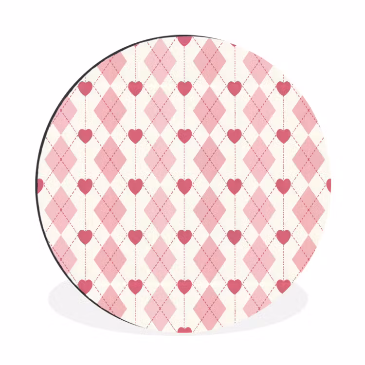 Wandcirkel - Aluminium - Ruiten - Klassiek - Roze - Wit — 1