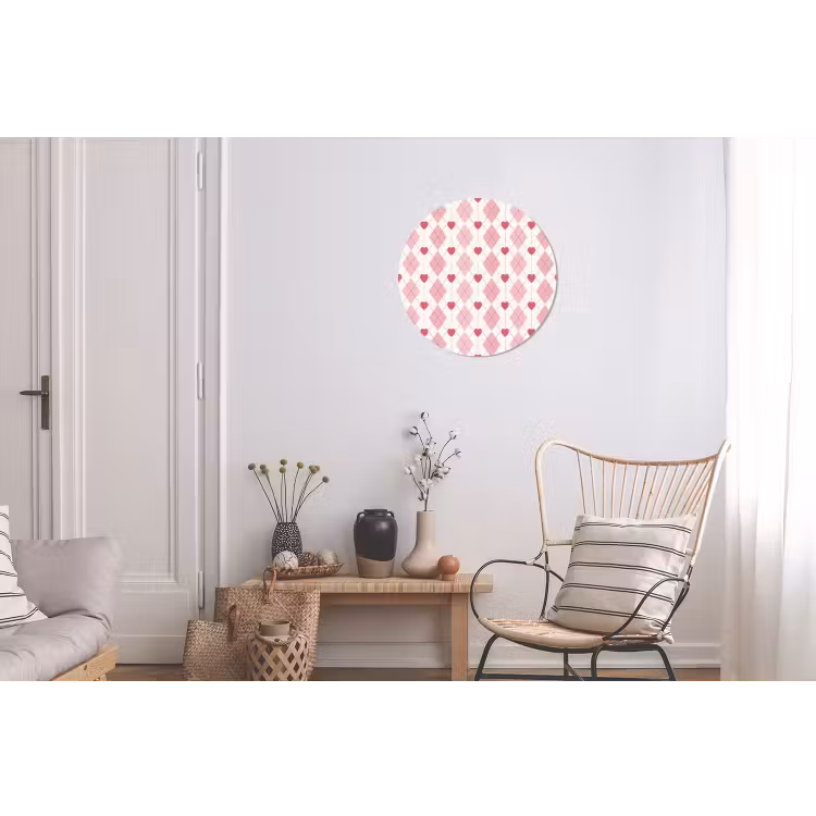Wandcirkel - Aluminium - Ruiten - Klassiek - Roze - Wit — 2