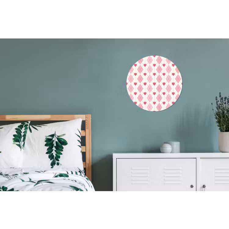Wandcirkel - Aluminium - Ruiten - Klassiek - Roze - Wit — 4