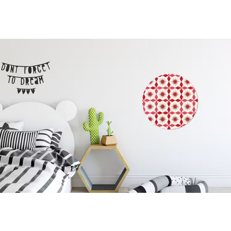 Wandcirkel - Aluminium - Tegelpatroon - Sterren - Retro - Roze - Mintgroen — 5