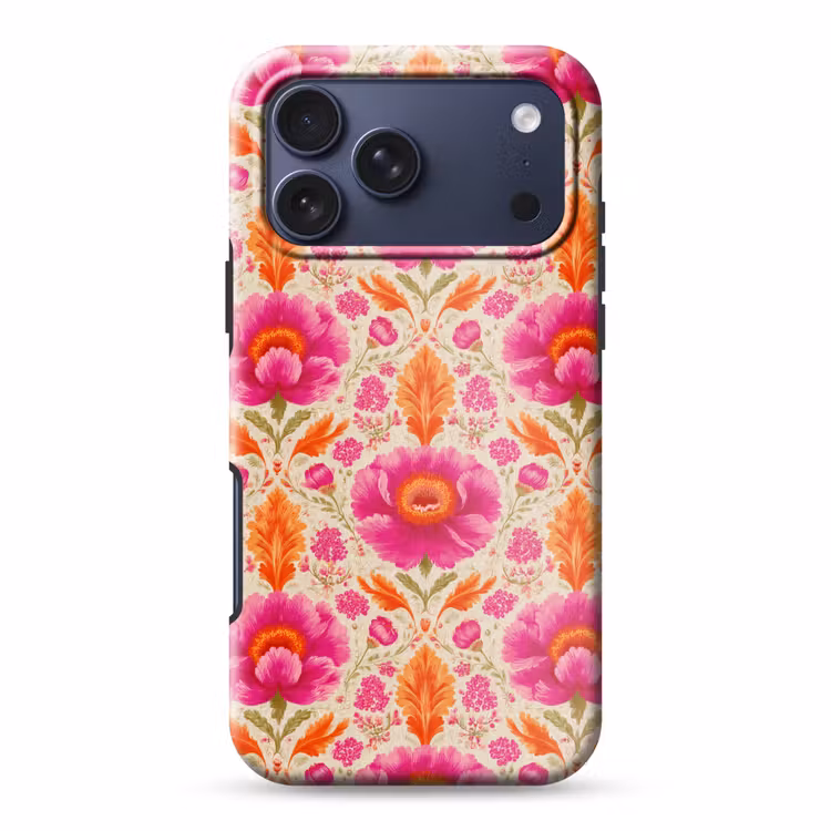Telefoonhoesje Toughcase - Bloemen - Barok - Roze - Oranje — 1