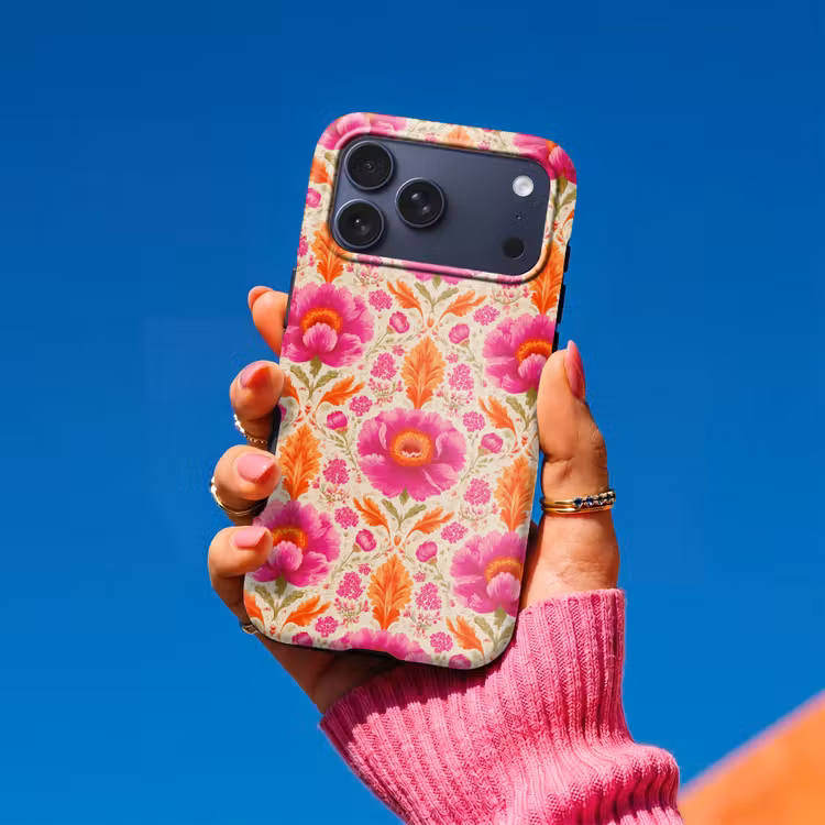 Telefoonhoesje Toughcase - Bloemen - Barok - Roze - Oranje — 2