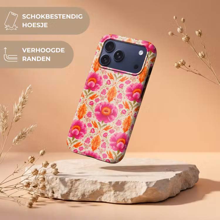 Telefoonhoesje Toughcase - Bloemen - Barok - Roze - Oranje — 5