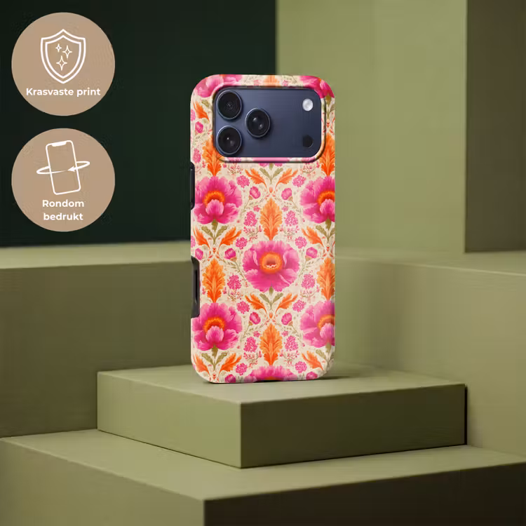 Telefoonhoesje Toughcase - Bloemen - Barok - Roze - Oranje — 7