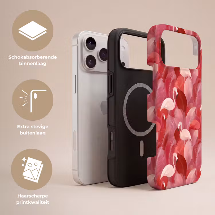 Telefoonhoesje Toughcase - Flamingo - Botanisch - Elegant - Roze - Rood — 3