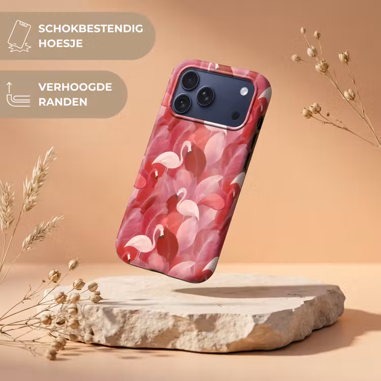 Telefoonhoesje Toughcase - Flamingo - Botanisch - Elegant - Roze - Rood — 5