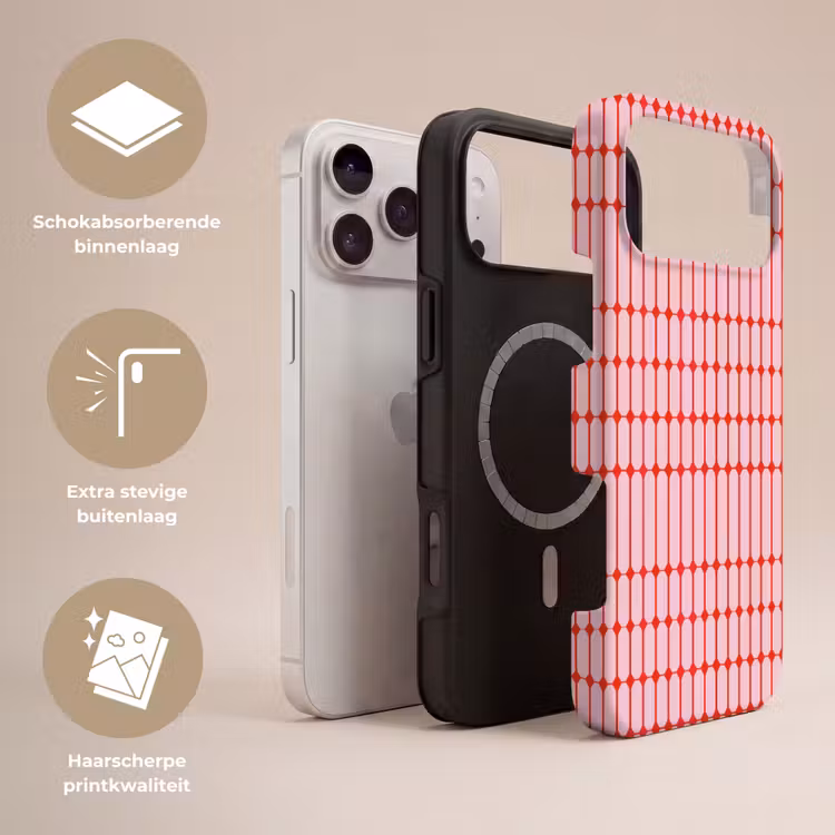 Telefoonhoesje Toughcase - Geometrisch - Minimalistisch - Rood - Roze — 3