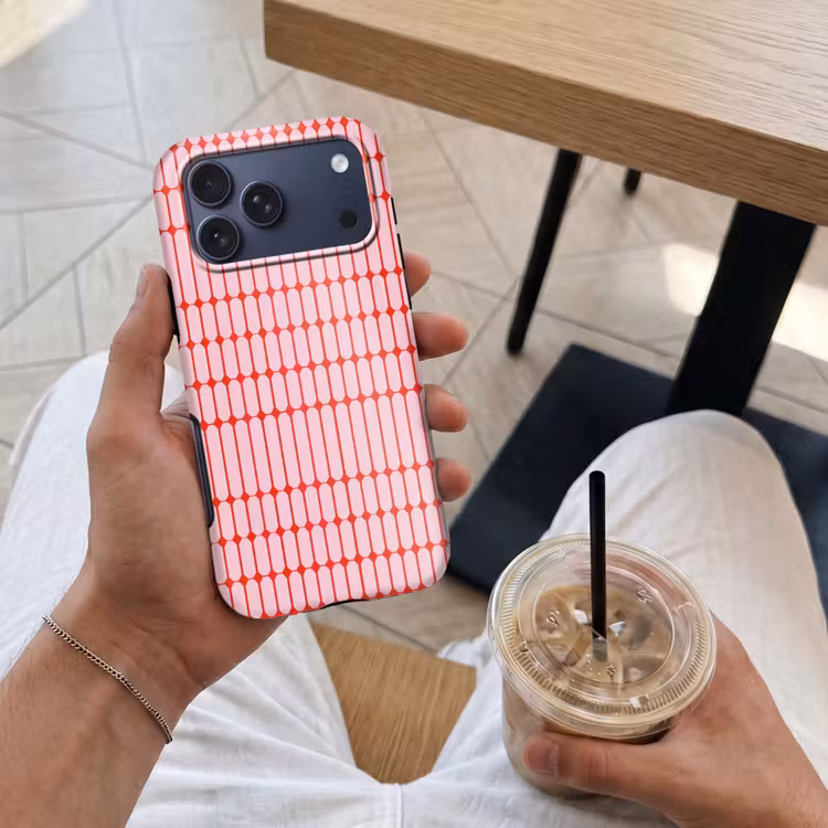 Telefoonhoesje Toughcase - Geometrisch - Minimalistisch - Rood - Roze — 4
