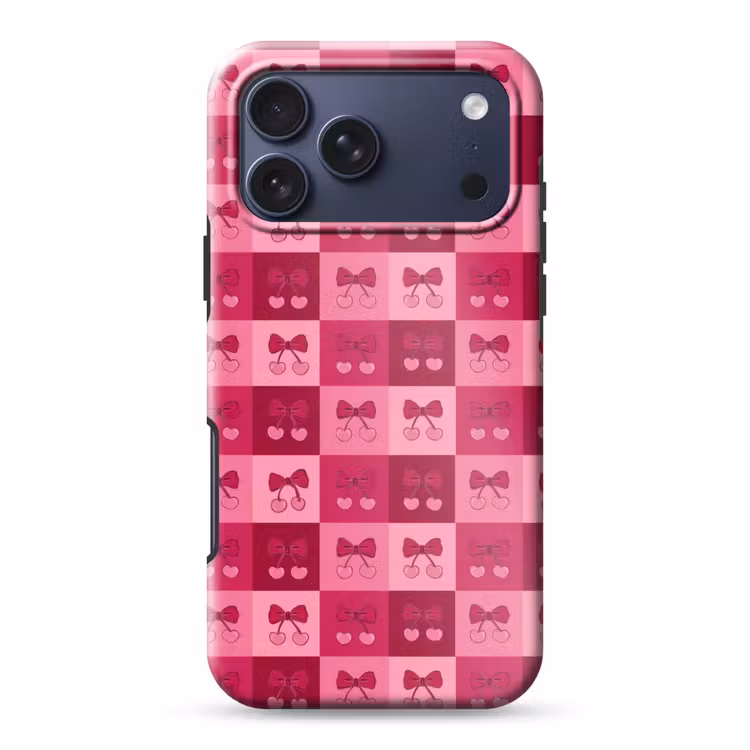 Telefoonhoesje Toughcase - Kersen - Strikjes - Speels - Roze - Bordeaux — 1