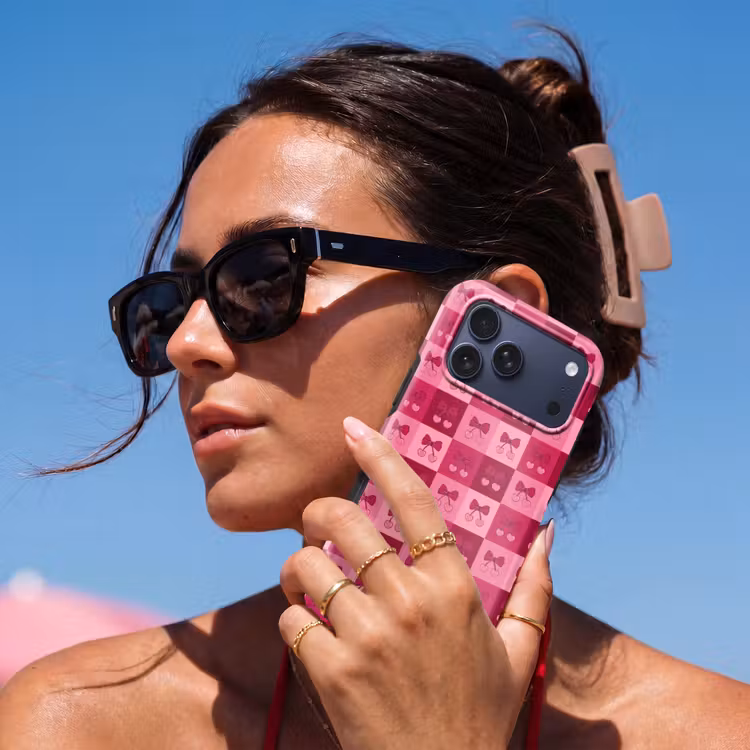 Telefoonhoesje Toughcase - Kersen - Strikjes - Speels - Roze - Bordeaux — 6