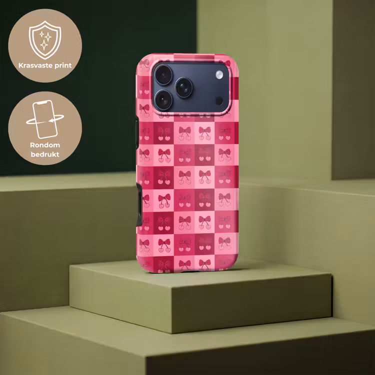 Telefoonhoesje Toughcase - Kersen - Strikjes - Speels - Roze - Bordeaux — 7