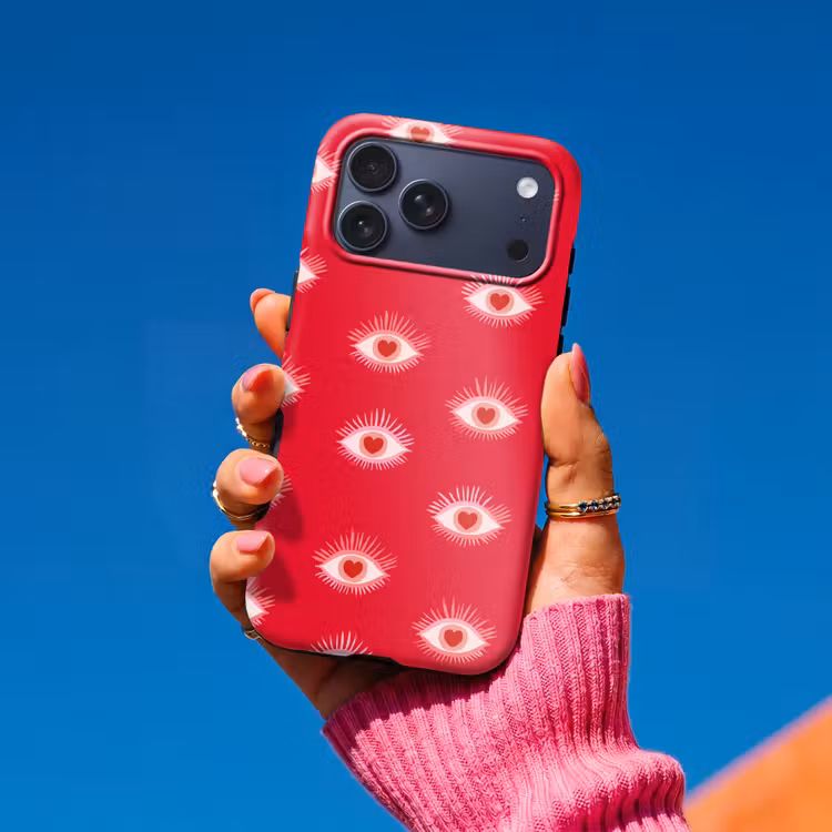 Telefoonhoesje Toughcase - Ogen - Hart - Abstract - Rood - Roze — 2