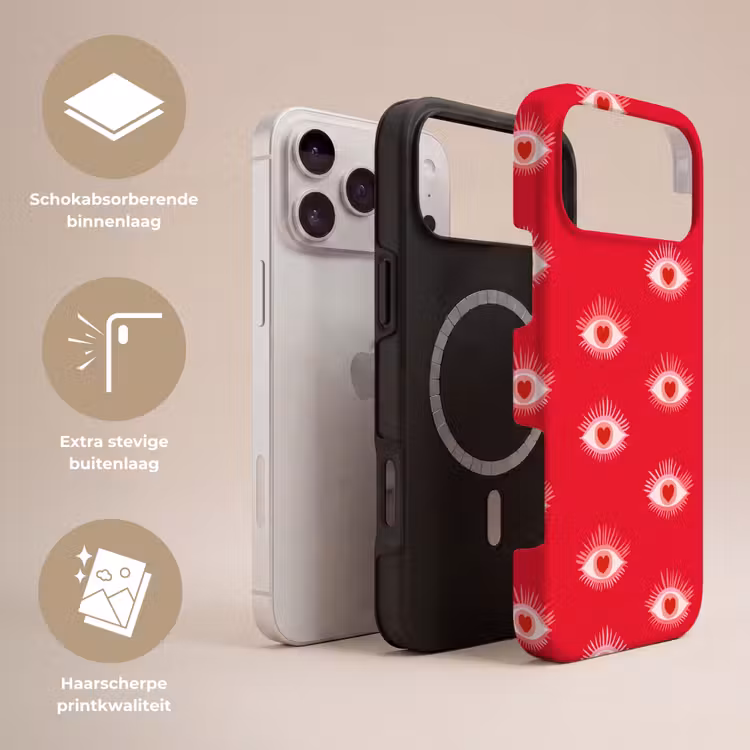 Telefoonhoesje Toughcase - Ogen - Hart - Abstract - Rood - Roze — 3