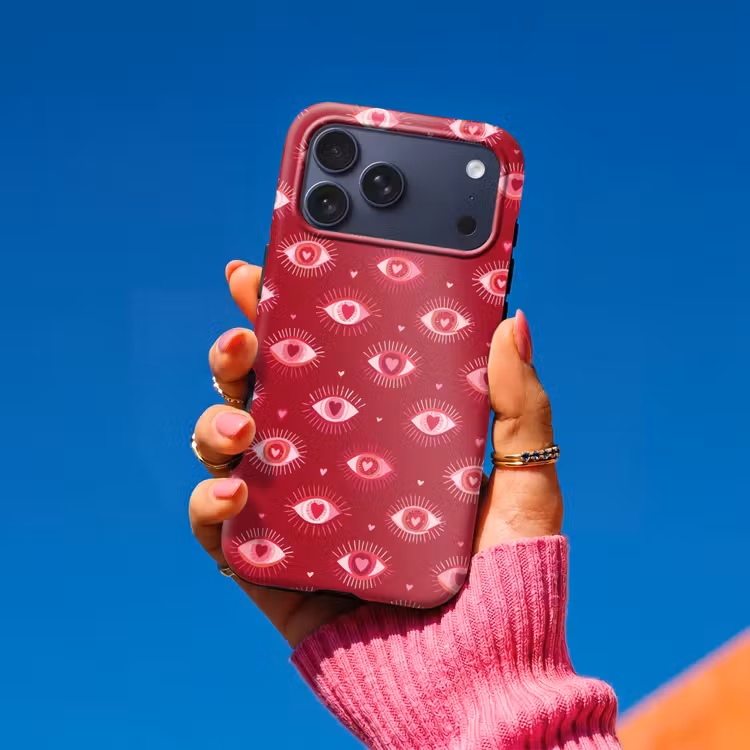 Telefoonhoesje Toughcase - Ogen - Patroon - Roze - Donkerrood — 2