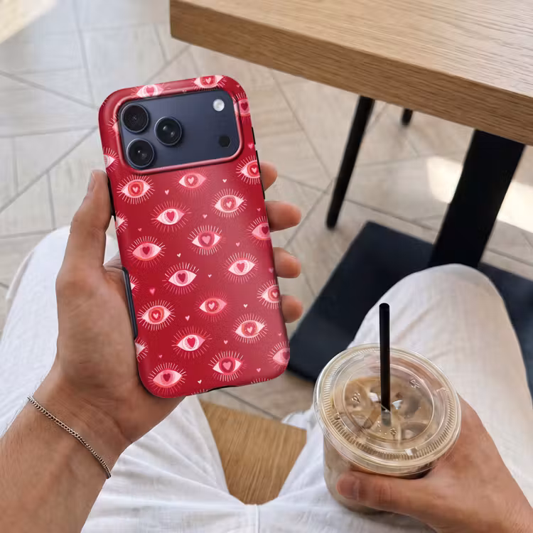 Telefoonhoesje Toughcase - Ogen - Patroon - Roze - Donkerrood — 4