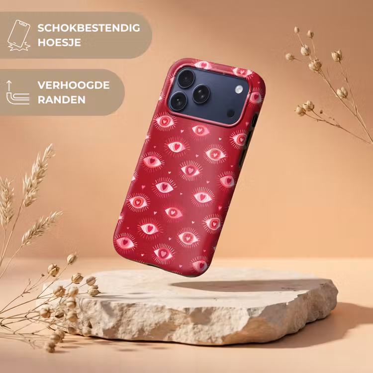 Telefoonhoesje Toughcase - Ogen - Patroon - Roze - Donkerrood — 5