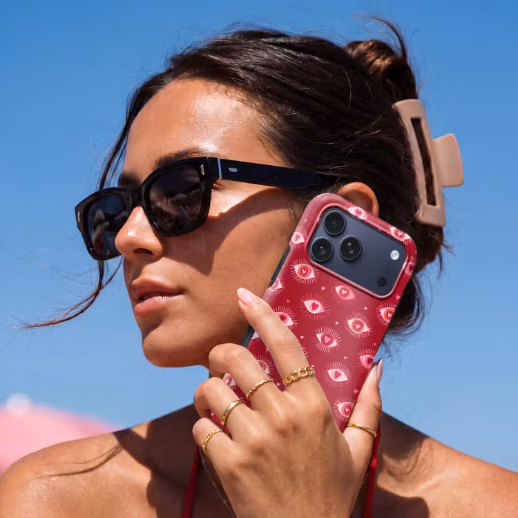 Telefoonhoesje Toughcase - Ogen - Patroon - Roze - Donkerrood — 6