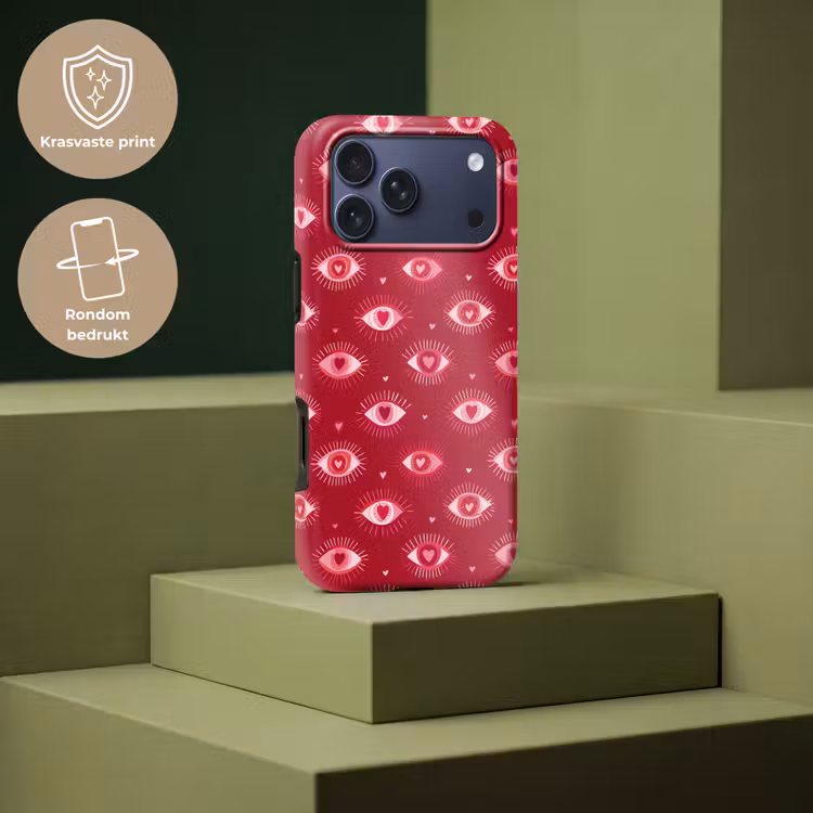 Telefoonhoesje Toughcase - Ogen - Patroon - Roze - Donkerrood — 7