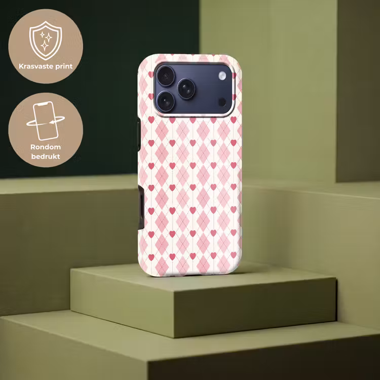 Telefoonhoesje Toughcase - Ruiten - Klassiek - Roze - Wit — 7