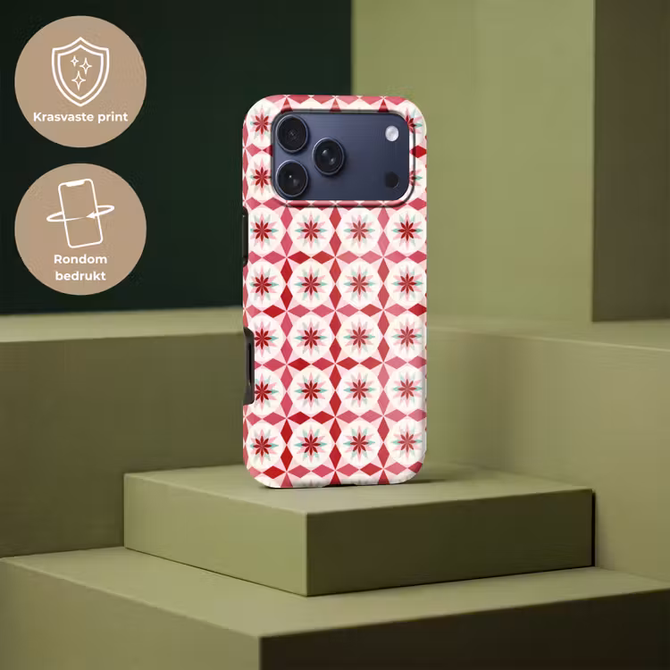 Telefoonhoesje Toughcase - Tegelpatroon - Sterren - Retro - Roze - Mintgroen — 7