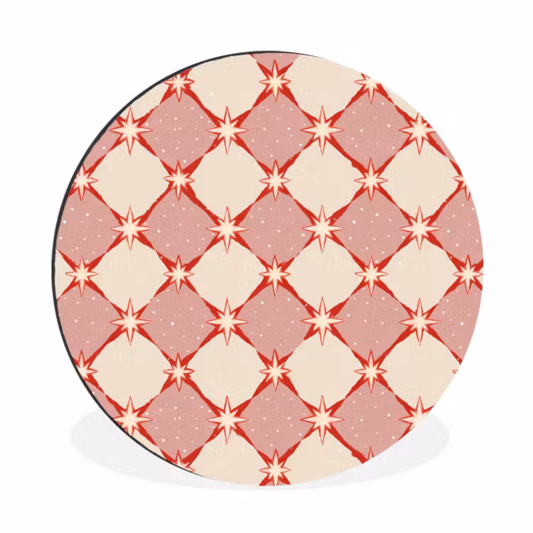 Wandcirkel - Aluminium - Ruiten - Sterren - Vintage - Oudroze - Rood — 1